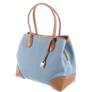 Michael Kors Mercer Gallery Powder Blue Canvas Center Zip Tote